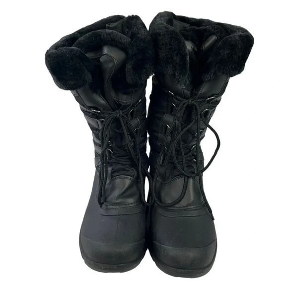 Dream Pairs Tapanz-1‎ Winter Boots Black Thinsulate Faux Fur Snow Hiking Women 8